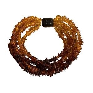 Jay King Multi Strand Bracelet Baltic Amber Multi Shades Black Magnetic Closure